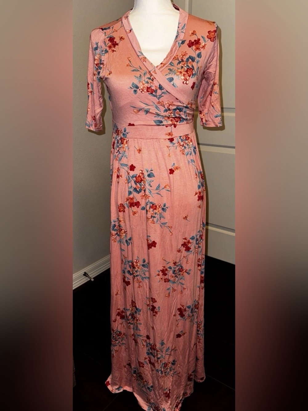 Flamingo Urban Pink Maxi Dress with Flowers Size Large